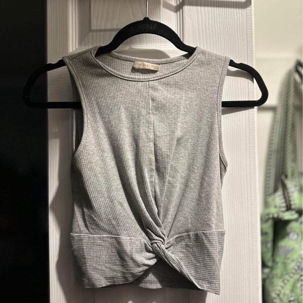 Gray Sleeveless Twist Knot Top